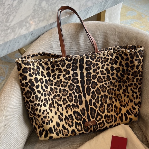 Valentino Leopard Canvas Tote - Picture 5 of 17